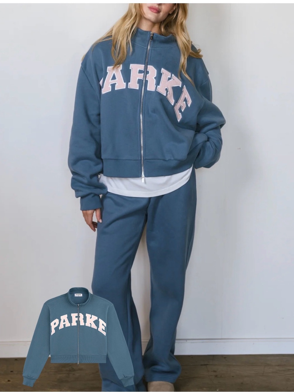 Parke Hudson Varsity Zip Up Bluestone Rose XS